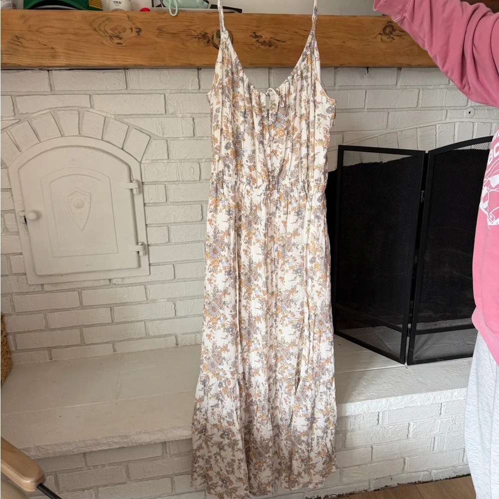 Abercrombie & Fitch Cream Maxi Dress with Tan Print